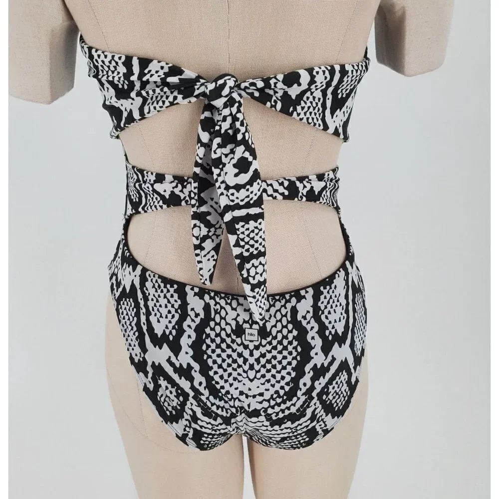 Hilo Swimsuit Womens One Piece Strapless Open Back Black White Size Large - Picture 5 of 8